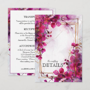Carte D'accompagnement Détails du mariage Fuchsia Enchantment: Watercolor