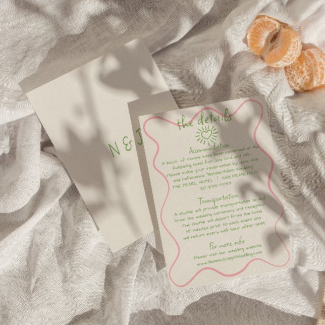 Carte D'accompagnement Détails du Mariage funky rétro dessiné à la main (Créateur téléchargé)