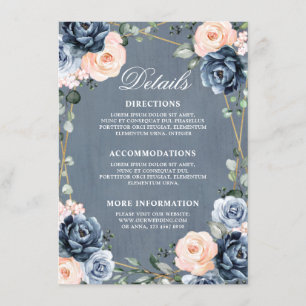 Carte D'accompagnement Détails du Mariage géométrique bleu foncé
