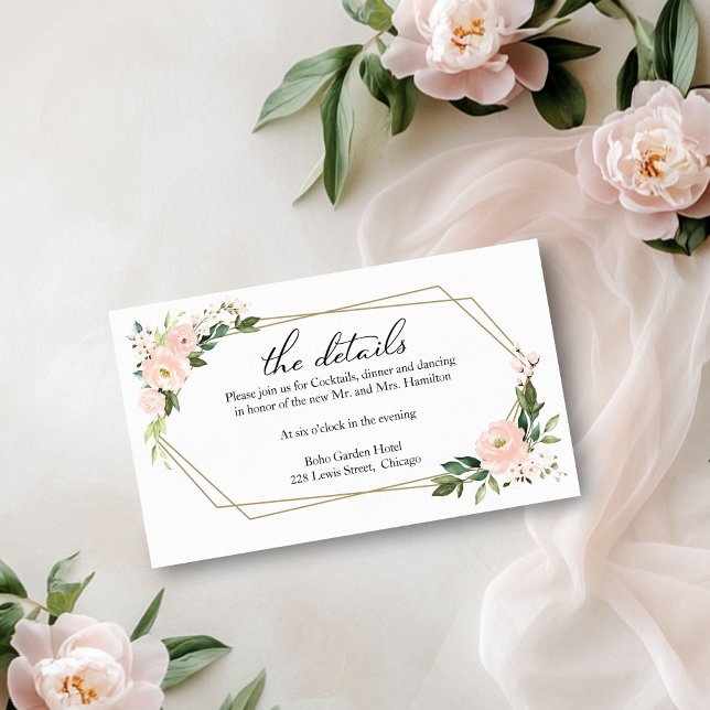 Carte D'accompagnement Détails du Mariage géométrique rose flou (Créateur téléchargé)