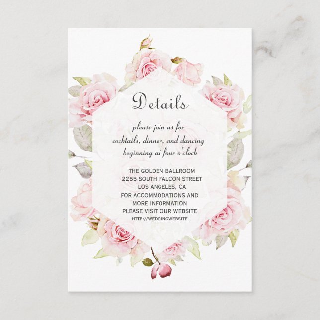 Carte D'accompagnement Détails du Mariage géométrique rose pâle (Devant)