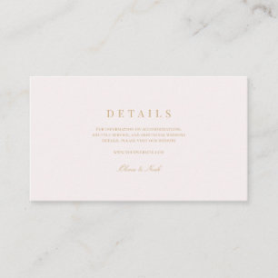 Carte D'accompagnement Détails du Mariage Gold & Blush Pink