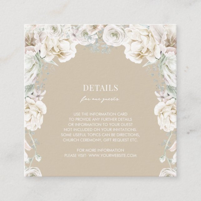 Carte D'accompagnement Détails du Mariage Gold Floral Dream (Devant)