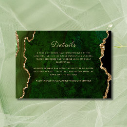 Carte D'accompagnement Détails du Mariage Gold Green Agate
