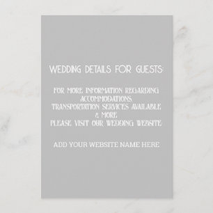Carte D'accompagnement Détails du Mariage gris gris blanc pour les client