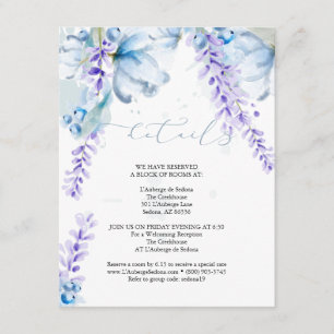 Carte D'accompagnement DÉTAILS DU MARIAGE   Lavender Dusty Blue Floral