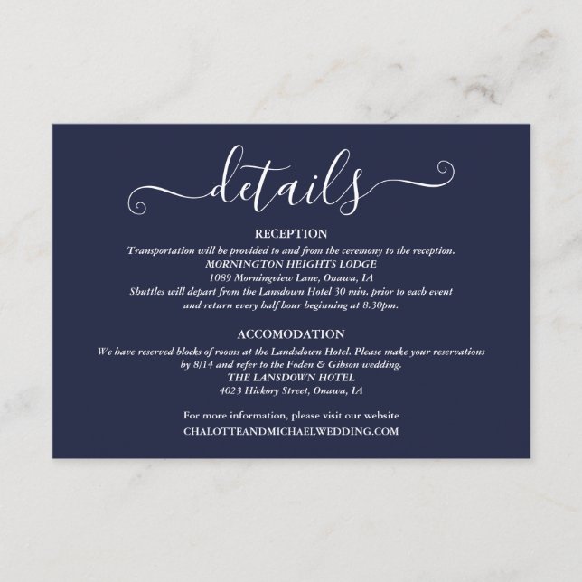 Carte D'accompagnement Détails du mariage Lumières de printemps Script Ma (Devant)