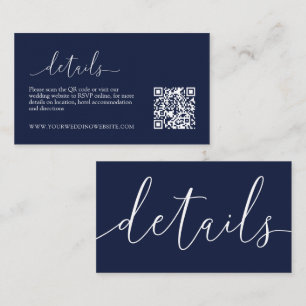 Carte D'accompagnement Détails du Mariage minimaliste moderne bleu marine