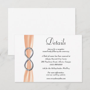 Carte D'accompagnement Détails du Mariage Orange Ribbon Silver Infinity