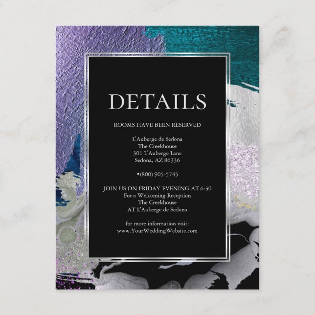 Carte D'accompagnement DÉTAILS DU MARIAGE | Peinture métallique Stroke Tu (Devant)