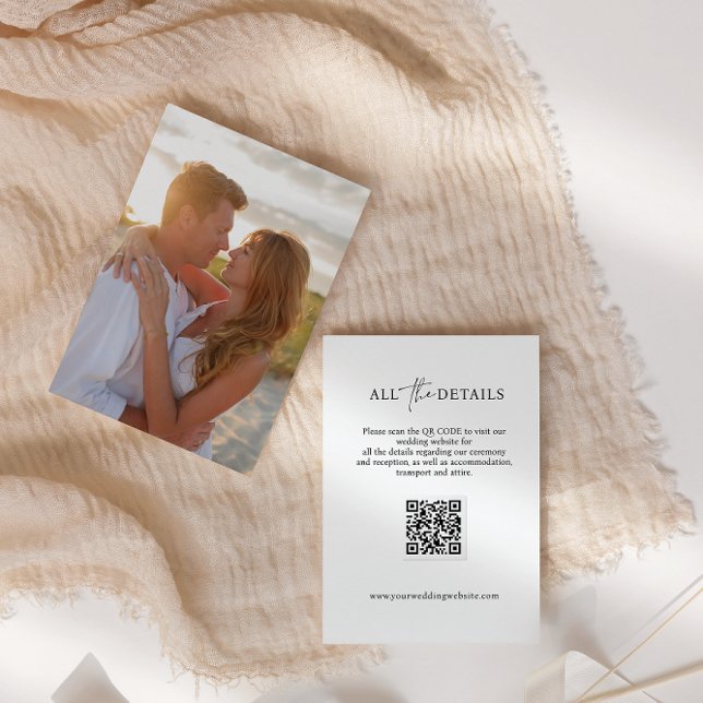Carte D'accompagnement Détails du Mariage PHOTO de code QR de script cont (Créateur téléchargé)