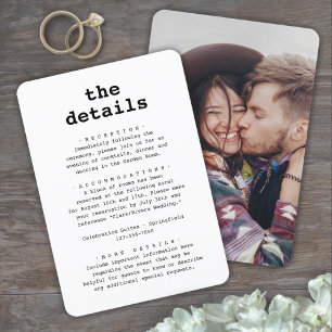 Carte D'accompagnement Détails du Mariage • Photographie et Typographie à