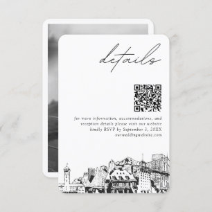 Carte D'accompagnement Détails du Mariage Portland Code QR Petit