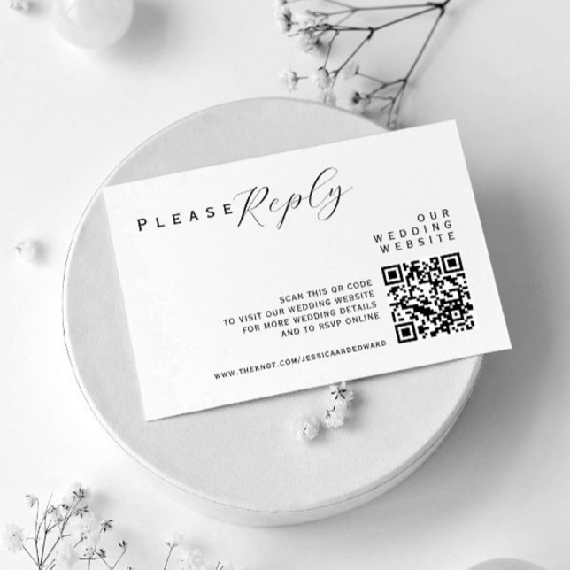 Carte D'accompagnement Détails du mariage Qr Code Simple Noir Minimal Chi (Créateur téléchargé)