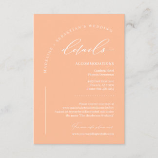 Carte D'accompagnement Détails du mariage romantique et doux aux pêches