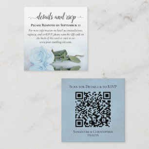 Carte D'accompagnement Détails du Mariage Rose bleu pâle et code QR RSVP