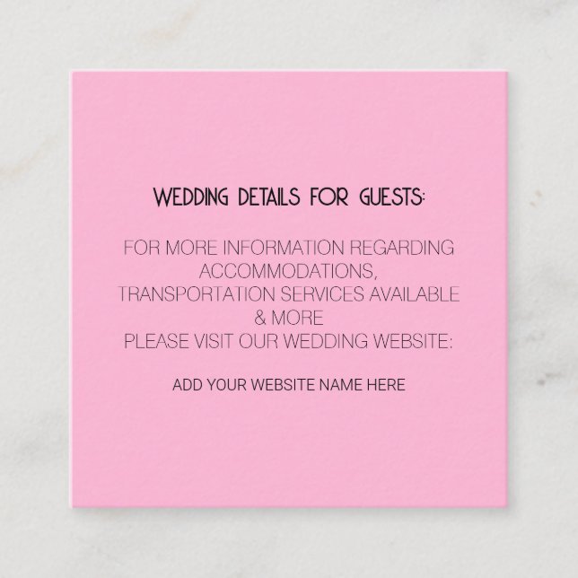 Carte D'accompagnement Détails Du Mariage Rose Noir Pour Les Clients Clas (Devant)