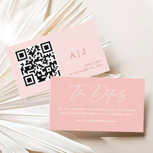 Carte D'accompagnement Détails du Mariage rose pastel Spring
