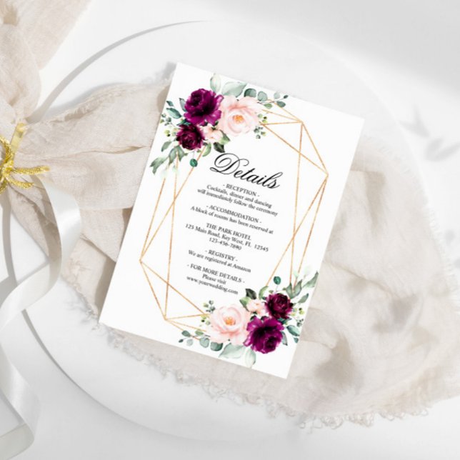 Carte D'accompagnement Détails du Mariage Rose violet et rose vif (Créateur téléchargé)