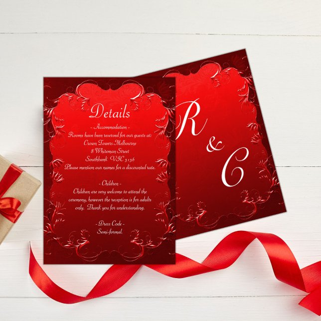 Carte D'accompagnement Détails du Mariage rouge élégant (Créateur téléchargé)