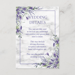 Carte D'accompagnement Détails du Mariage Rustic Lavender Eucalyptus Gree