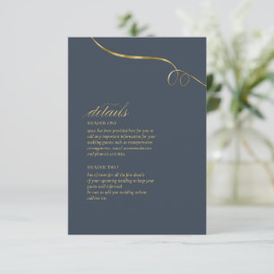 Carte D'accompagnement Détails du Mariage simple Elegance ID1022 bleu