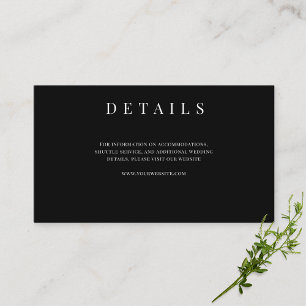 Carte D'accompagnement Détails du Mariage simple noir et blanc