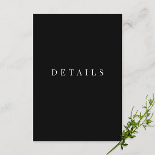 Carte D'accompagnement Détails du Mariage simple noir et blanc