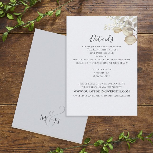 Carte D'accompagnement Détails du mariage Site élégant Dusty Blue (Créateur téléchargé)