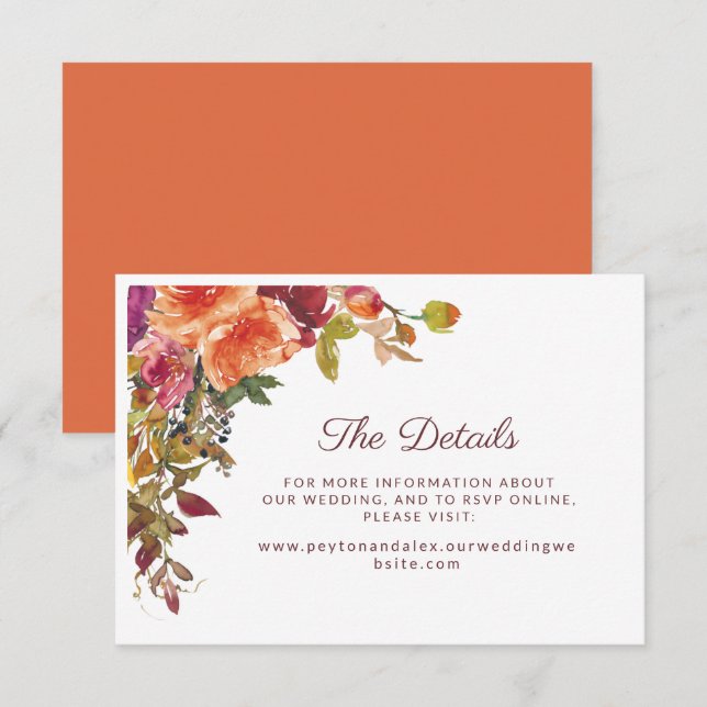 Carte D'accompagnement Détails du mariage Site Web RSVP Votre texte (Devant / Derrière)