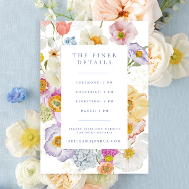 Carte D'accompagnement Détails du Mariage Soft Garden Florals (Créateur téléchargé)
