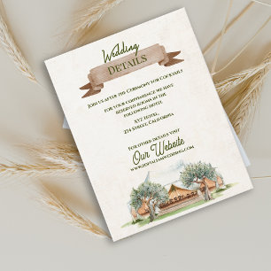Carte D'accompagnement Détails du mariage sous la tente rustique Boho Out