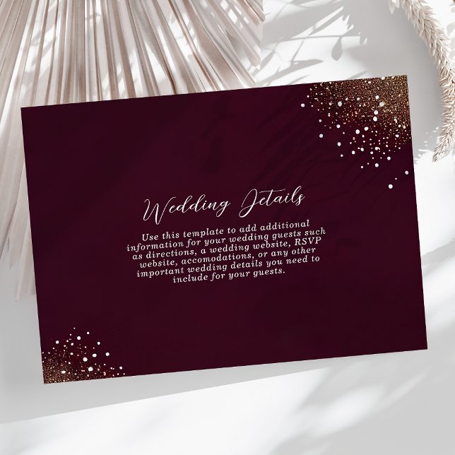 Carte D'accompagnement Détails du Mariage Starry Night Deep Crimson (Créateur téléchargé)