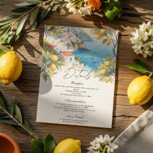 Carte D'accompagnement Détails du mariage sur la côte amalfitaine avec th