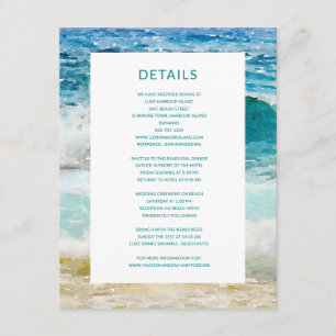 Carte D'accompagnement Détails du Mariage sur la Plage Tropicale