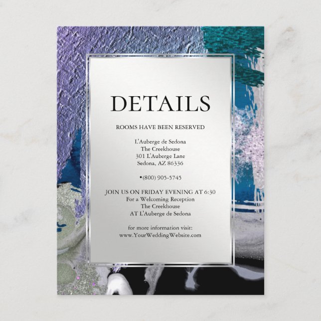 Carte D'accompagnement DÉTAILS DU MARIAGE | Taches métalliques Violet Tur (Devant)