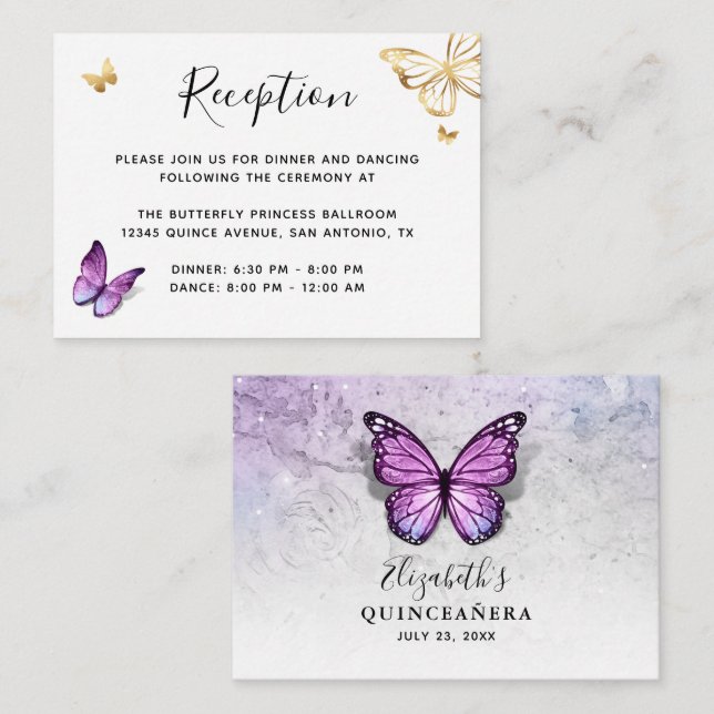 Carte D'accompagnement Détails du papillon jaune et violet clair (Devant / Derrière)