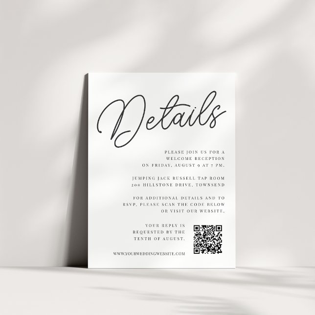 Carte D'accompagnement Détails du script tout-en-un noir et blanc surdime (Créateur téléchargé)