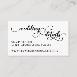 Carte D'accompagnement Détails du site Web Mariage dans un script détaill