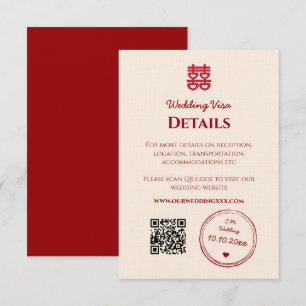 Carte D'accompagnement Détails du visa mariage chinois rose rouge