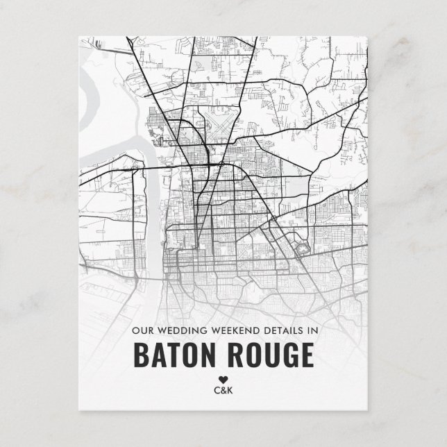 Carte D'accompagnement Détails du week-end de mariage à Bâton Rouge (Devant)