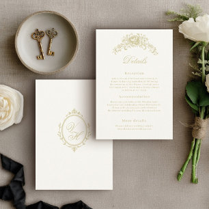 Carte D'accompagnement Détails élégants de mariage d'époque Régence