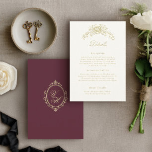 Carte D'accompagnement Détails Élégants de Mariage d'Ère Régence