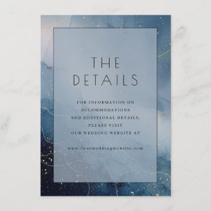 Carte D'accompagnement Détails élégants marbrés bleus