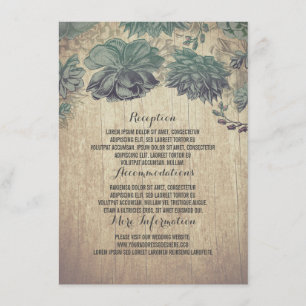Carte D'accompagnement Détails en bois rustiques de mariage de Succulents