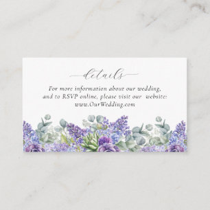 Carte D'accompagnement Détails en ligne du Mariage Floral Violet