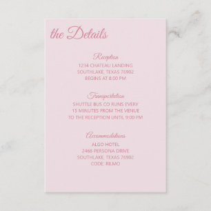 Carte D'accompagnement Détails en nuances de rose