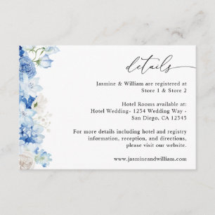 Carte D'accompagnement Détails Floral bleu et blanc Dusty
