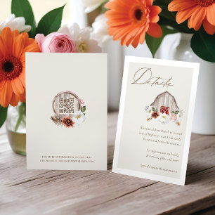 Carte D'accompagnement Détails Floral Farm Grange Mariage campagnard occi