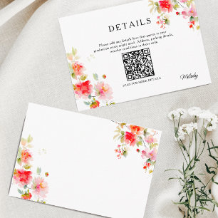 Carte D'accompagnement Détails floraux rose et orange QR-code Remise de d